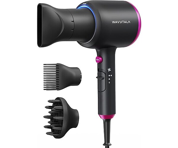 Wavytalk Blown Away Ionic Hair Dryer with Diffuser for Curly Hair, 1875W