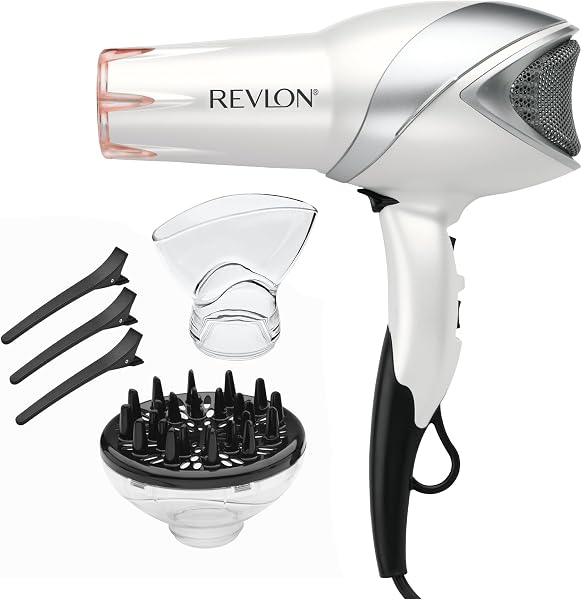 REVLON Infrared Ionic Hair Dryer with Diffuser and Concentrator, White