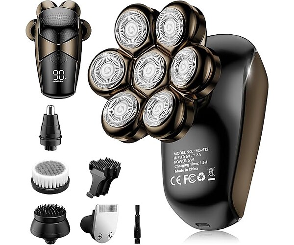 SHPAVVER Head Shavers for Bald Men, 5-in-1 IPX7 Waterproof Grooming Kit