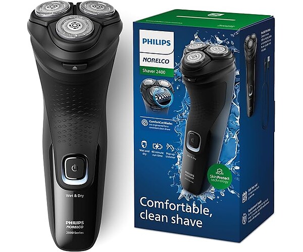 Philips Norelco 2400 Series Electric Shaver, Deep Black, 27 Self Sharpening Blades
