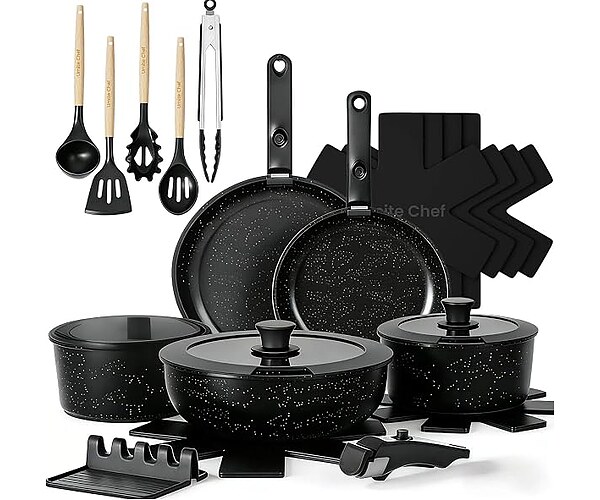 Umite Chef 21Pcs Nonstick Ceramic Cookware Set with Detachable Handle