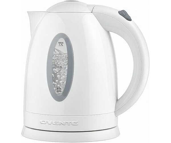 OVENTE 1.7L Electric Tea Kettle, Fast Boiling Water Heater, White KP72W