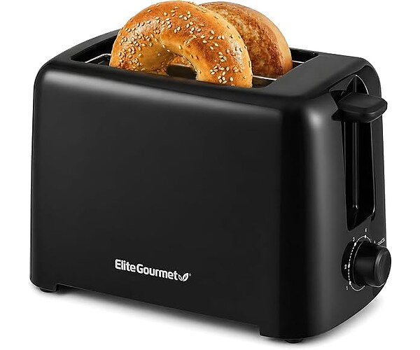 Elite Gourmet 2-Slice Cool-Touch Toaster, 1.25 Inch Extra-Wide Slots, 6 Shades