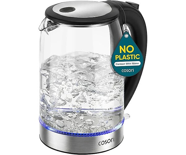 Cosori Electric Kettle, No Plastic Contact with Water, 1.7L, Black