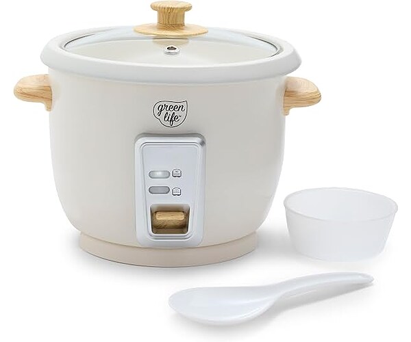 GreenLife Rice Cooker with Removable PFAS-Free Ceramic Nonstick Pot, 3-Cups