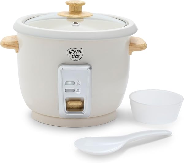 GreenLife Rice Cooker with Removable PFAS-Free Ceramic Nonstick Pot, 3-Cups