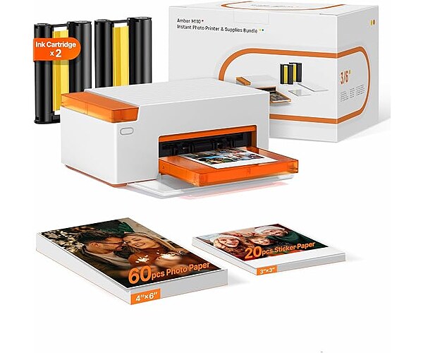 Liene Amber M110 Bluetooth Portable Photo Printer, Includes 80 Sheets
