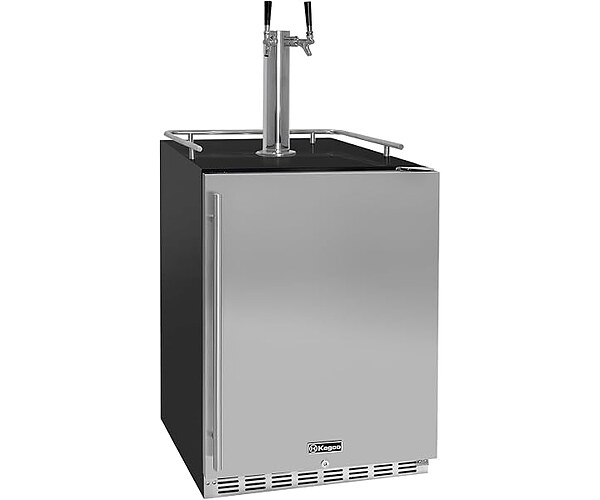 Kegco Kegerator 24" Dual Tap Black/Stainless Steel Undercounter Beer Dispenser