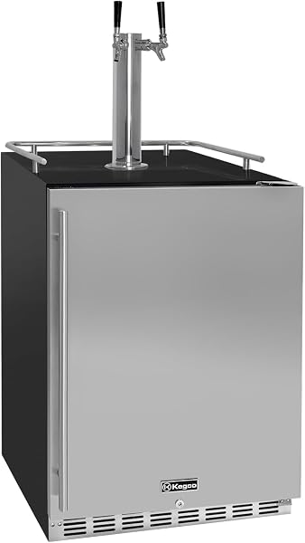 Kegco Kegerator 24" Dual Tap Black/Stainless Steel Undercounter Beer Dispenser