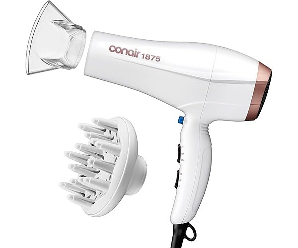 Conair Double Ceramic Hair Dryer with Diffuser and Concentrator, 1875W