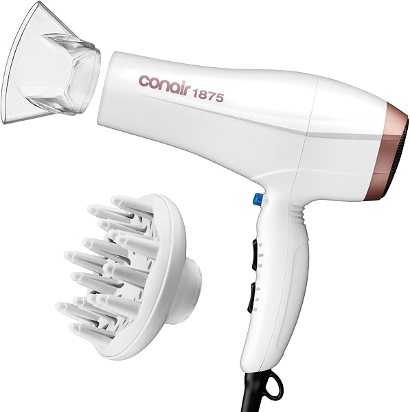 Conair Double Ceramic Hair Dryer with Diffuser and Concentrator, 1875W