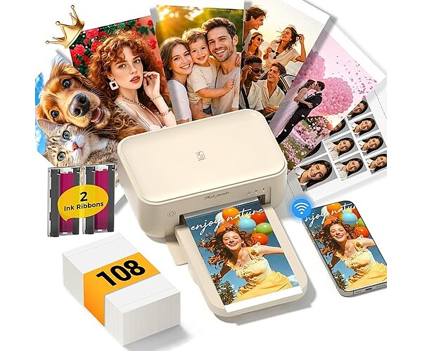 HPRT Photo Printer 4x6 with 108 Sheets Photo Paper & Ribbons
