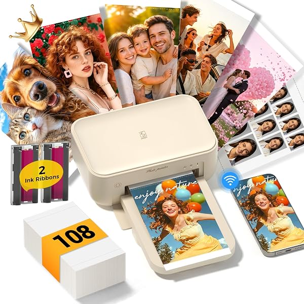 HPRT Photo Printer 4x6 with 108 Sheets Photo Paper & Ribbons