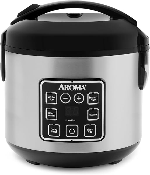 AROMA Digital Rice Cooker and Steamer, 4-Cup Uncooked / 8-Cup Cooked
