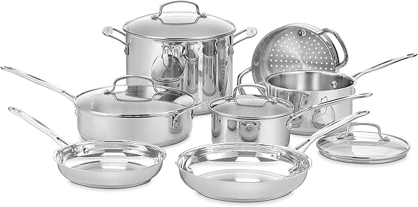 Cuisinart Chef's Classic Stainless Steel 11 pc Pots and Pans Set, 77-11G