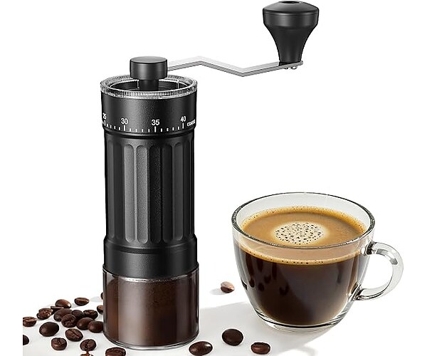 CEVING Mini Manual Coffee Grinder with 40 Adjustable Settings, Black
