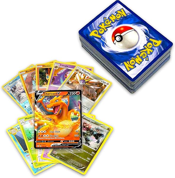 Pokémon 50+ Official Cards Collection with 5 Foils and at...